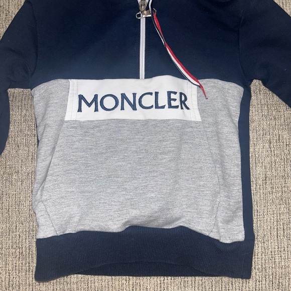 Moncler Kids' Hoodie in Navy and Gray - Picture 2 of 8